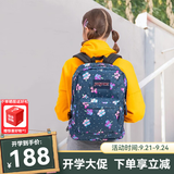 JANSPORT杰斯伯双肩背包男女清新森系书包繁花波点旅行包通勤电脑包 T5015Q4芙蓉花-无侧袋无隔层