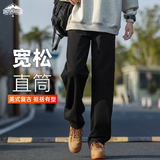 顶峰保罗（Dingfengbaoluo）直筒牛仔裤男秋季宽松美式休闲阔腿裤子WH75黑色XL
