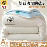 南极人（Nanjiren）A类被子春秋被冬被四季通用加厚棉被芯10斤学生被褥家用太空被芯 棉记-白拼蓝 【蓬松柔软 透气不闷】 春秋被-150*200cm【重约4斤】