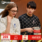 FILA FUSION 斐乐潮牌短袖T恤男女针织满印老花时尚宽松纯棉日常通勤 41麦乳色-BG S 165/88A