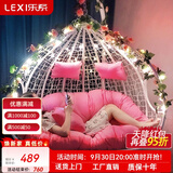 乐系（LEXI） 吊椅双人鸟巢秋千吊篮家用室内阳台吊兰户外吊床藤椅摇篮椅躺椅 【橡胶木】双人白色细藤特大号 静音款