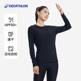 迪卡侬训练防晒打底衣长袖健身跑步运动服T恤上衣RUNW2176331经典黑M