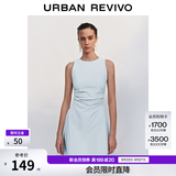 UR春季新款女摩登气质褶皱收腰显瘦无袖连衣裙UYY750030 淡蓝 XS