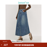 茵曼（INMAN）【100%棉】绣花衬衫女2026秋季女装新款白色立领休闲宽松长袖衬衣 牛仔蓝半身裙-18438189 L （裤子 28码）