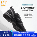 361°运动鞋男鞋秋季新品防泼水皮革面跑步鞋轻质耐磨革网透气黑色鞋子 曜石黑/烟灰 43