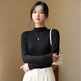 翊尚美半高领打底衫女春秋纯色长袖打底衣女士可外穿新款百搭显瘦上衣 显瘦黑 【80%的人复购】 均码 【80-140斤】【多买更划算】