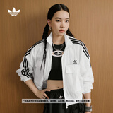 adidas三条纹短款休闲宽松高领运动夹克早秋外套女阿迪达斯三叶草 白色   XS