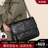 CALWAN KEODH轻奢包包女包邮差包2026新款斜挎包单肩生日礼物高级感送女友老婆 黑色-时尚小众品牌通勤百搭