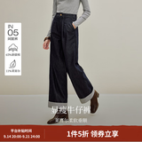 茵曼（INMAN）【格纹】法式时髦翻领通勤衬衫2026秋季新款女装长袖修身显瘦上衣 牛仔蓝-18538162 S （裤子26码）