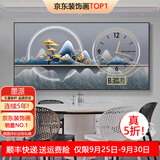 墨派餐厅装饰画带钟表万年历电子钟挂画客厅家用时尚日历表时钟壁画 7背有靠山 120*60cm晶瓷