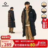 准者（RIGORER）长款羽绒服男2026秋冬新款连帽保暖防风加厚运动户外休闲情侣外套 纯正黑 L (175)