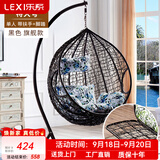 乐系（LEXI） 吊椅双人鸟巢秋千吊篮家用室内阳台吊兰户外吊床藤椅摇篮椅躺椅 【橡胶木】单人黑色细藤加大号+脚踏 静音款