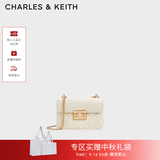 CHARLES&KEITH拼接菱格链条单肩斜挎小方包包女包生日礼物送女友CK2-80701360 CK2-80701360Cream奶白色 S