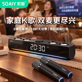 索爱（soaiy）电脑音响SH18蓝牙长条K歌音箱家用桌面低音炮双麦多媒体台式机电竞PS5音乐迷你小钢炮双麦版白