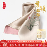 织锦楼苏绣兰花手帕真丝手工刺绣围巾桑蚕丝小方巾手绢送礼生日礼物