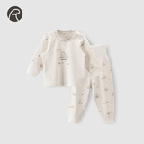 乖奇熊婴儿衣服分体长袖长裤儿童两件套装宝宝秋动机内衣秋衣秋裤T恤裤 GQVPC1274-奶白帆影逐波 90