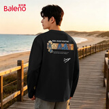 班尼路（Baleno）国潮长袖男士t恤春季学生百搭上衣青年重磅纯棉透气宽松打底衫