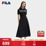 FILA斐乐连衣裙女士简约美学时尚休闲简约修身短袖连身裙舒适百搭 正黑色-BK S 160/80A/S