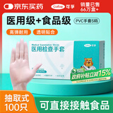 可孚一次性医用手套100只pvc食品级橡胶手套透明加厚防护指套家用S码