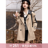 谜秀风衣女春秋时尚气质小个子休闲百搭外套 杏仁奶茶 常规 L