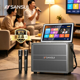 山水（SANSUI）家庭ktv音响套装卡拉ok一体机家用户外广场舞音响带显示屏点歌机k歌唱歌专用设备蓝牙音箱低音炮 C53A【三年K歌会员+充电话筒】