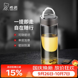 希诺单层玻璃杯男户外大容量水杯便携带提环车载透明泡茶杯子450mL