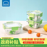乐扣乐扣（LOCK&LOCK）厨房玻璃饭盒套装玻璃便当盒可微波洗碗机可用绿色3件套