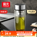 富光玻璃杯双层 带茶隔高硼硅玻璃水杯 茶水分离车载泡茶杯子男320ml