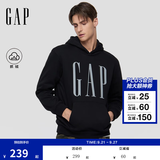 GAP男女装秋季logo印花抓绒宽松套头连帽衫卫衣786923 黑色 M (170/92A) 亚洲尺码
