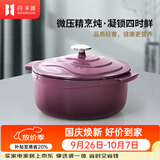 归.禾器珐琅锅多彩铸铁锅微压多功能炖锅电磁炉通用搪瓷锅平底家用汤锅 木槿紫22cm3.3L