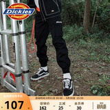 Dickies休闲裤 男女同款新复古回潮印花多口袋束口工装裤百搭 黑色 28