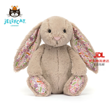 Jellycat害羞乳白色邦尼兔动物毛绒玩偶安抚玩偶娃娃送礼生日礼物 花布米色邦尼兔（派朵尔） Medium