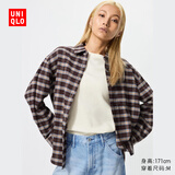 优衣库法兰绒格纹衬衫/长袖女装衬衣481172 37 栗色 M /160/84A