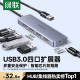 绿联USB3.0扩展器扩展坞多接口 分线器高速4口集线器HUB拓展坞 笔记本电脑一拖多转换器转接头延长线