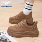 唐狮（TonLion）女鞋秋冬季厚底时尚小白鞋女士休闲鞋子女学生运动板鞋女 棕色39