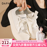 达芙妮官方厚底小白鞋女2026爆款女鞋软萌大头鞋子女休闲百搭帆布鞋女 云朵白【粗跟带-5cm显高厚底】 37