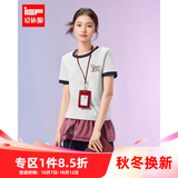 IEF/爱依服2026夏季通勤新款韩版时尚日常休闲百搭拼色设计感T恤 白花灰 S