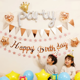 京唐周岁生日场景布置 男女孩成人儿童宝宝生日派对装饰拉旗套装