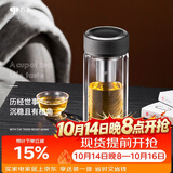 万象（WANXIANG）双层玻璃杯经典皮纹V21RL商务办公礼盒泡茶杯480ML大容量家用水杯