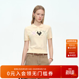 ELAND衣恋【青藤衫】100%棉毛衣女短袖菱格短款套头针织T恤26春夏新款 象牙白/白色(39)Ivory M /165