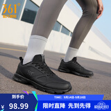 361°运动鞋男鞋秋季新品防泼水皮革面跑步鞋轻质耐磨革网透气黑色鞋子 曜石黑【皮革面防泼水】 42