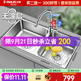 欧琳（OULIN）厨房水槽双槽洗菜盆双槽0涂层SUS304不锈钢加厚洗碗槽左右任选