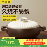 炊大皇陶瓷煲2L砂锅煲汤熬药煮粥焖饭炖锅 养生汤锅大肚煲明火使用