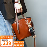 viney包包女包牛皮水桶包轻奢手提单肩斜挎包生日礼物高级感送女友老婆
