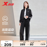 特步女子户外运动休闲运动套装时尚百搭跑步休闲 正黑色 XL