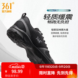 361°运动鞋男鞋秋季新品防泼水皮革面跑步鞋轻质耐磨革网透气黑色鞋子 曜石黑/烟灰 42