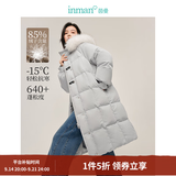 茵曼（INMAN）2026冬季女装新款高充绒量白鸭绒连帽毛领羽绒服长款外套大衣上衣 雅典灰 XL