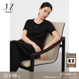 玖姿·安娜蔻活力休闲风基础款舒适棉柔短上衣T恤女夏款 经典黑 S