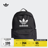 adidas休闲日常通勤运动双肩背包学生书包开学男女阿迪达斯三叶草   黑色/白   NS(均码)