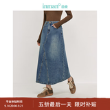 茵曼（INMAN）【100%棉】绣花衬衫女2026秋季女装新款白色立领休闲宽松长袖衬衣 牛仔蓝半身裙-18438189 L （裤子 28码）